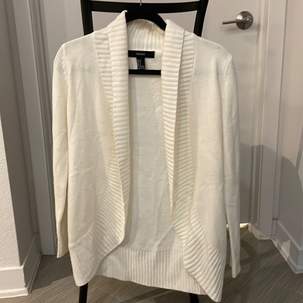 Forever 21 Off White Open Cardigan
